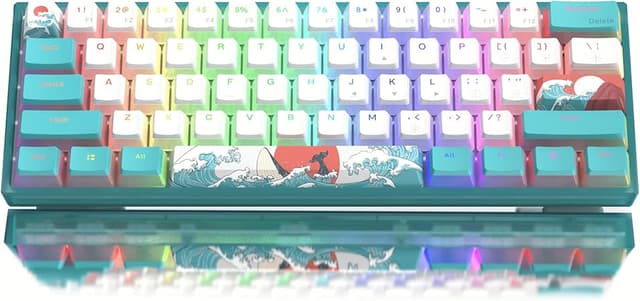 Womier 60% Percent Keyboard, WK61 Mechanical RGB Wired Gaming Keyboard, Hot-Swappable Keyboard with PBT Keycaps for Windows PC Gamers - Linear Red Switch